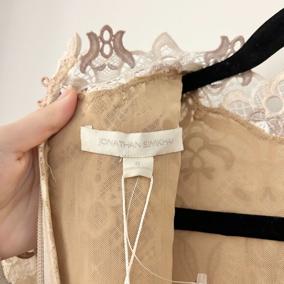 Jonathan Simkhai Natural Tulle-paneled Guipure Lace Mini Dress Nude Combo 6  NWT - Picture 15 of 16